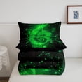 thumbnail image 4 of Musical Note Kids Comforter Set,Starry Green Sequins Print (Not Real) Chic Bedding Set All Season,Neon Glitter Music Theme Romantic Comforter 2 Pcs with 1 Pillowcase,Toddler Size, 4 of 6
