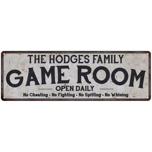 THE HODGES FAMILY Game Room Country Metal 8x24 Sign 108240042485