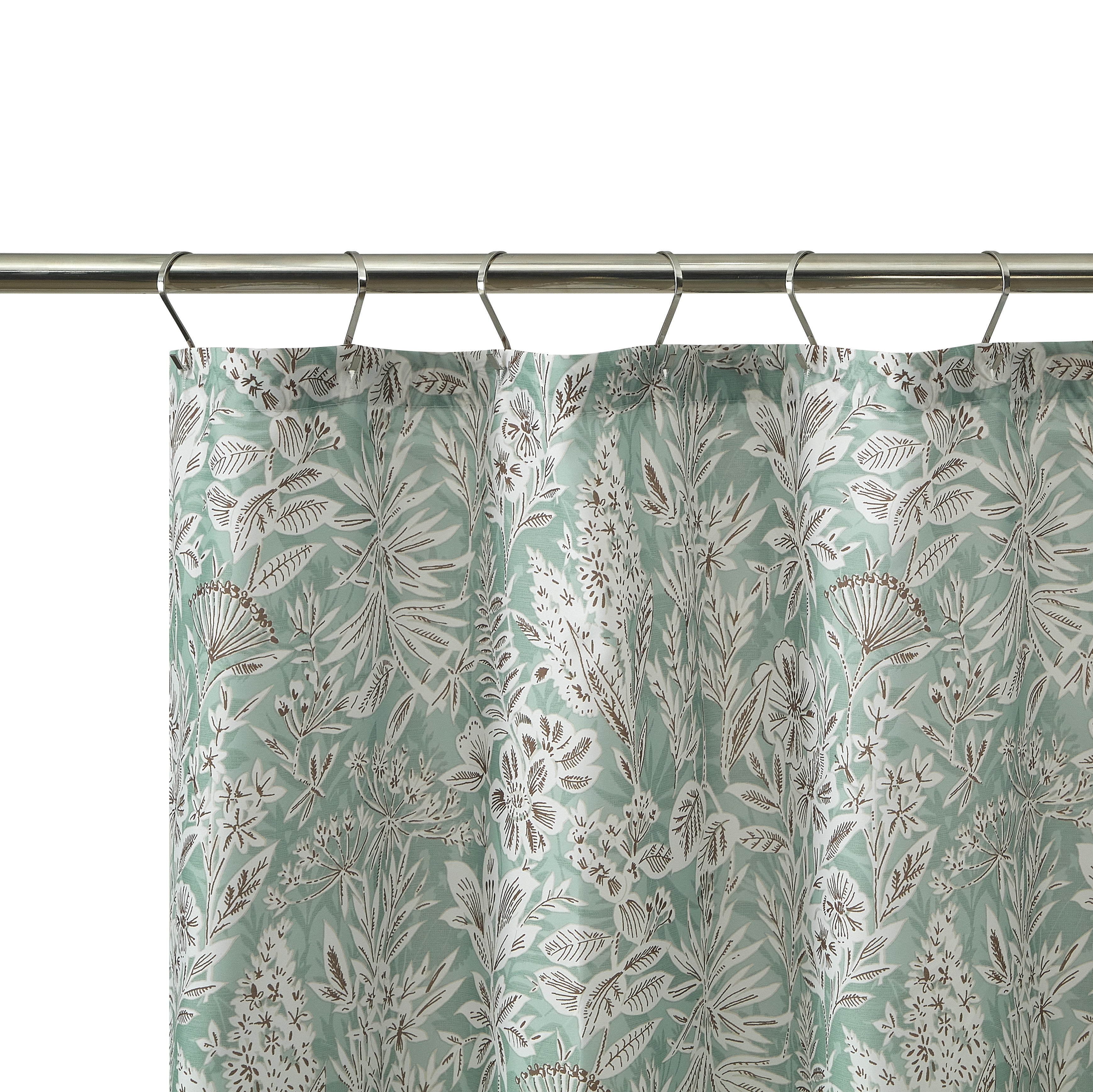 Mainstays 15-Piece Green Botanical Bathroom Set – Shower Curtain, Bath Rugs & Hooks, Nature-Inspired Design