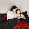 thumbnail image 5 of Feelyou Watercolor Dragon Twin Bedding Sets 7-Piece, Red Splash Graffiti Animal Bedding Comforter Set, Teens Kids Boys Girls Reversible Sheet Sets, Ultra Soft Bedroom Decor, 5 of 9