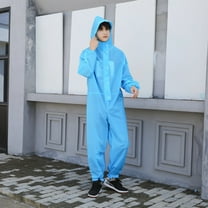 LHWEN EVA Protective Clothing Non-Disposable Anti-Dust Hooded Jumpsuit with Zipper and Elastic Cuffs Rainproof Isolation Suit for Outdoor Work and Measures