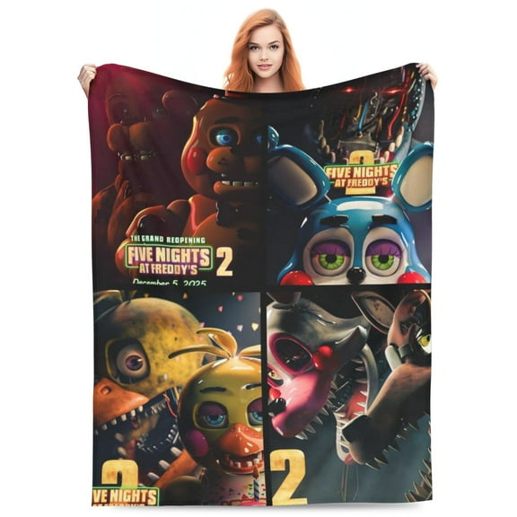 Vintage Five Flannel Nights Throw at Blanket Freddy’s 50"x40", Soft Cozy Blanket for Couch & Bed, Warm Lightweight Home Decor, All-Season Gift for Fans