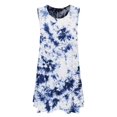 thumbnail image 2 of MBJ WDR1077 Womens Tie Dye Round Neck Sleeveless Trapeze Dress Tunic Top L WHITE_NAVY, 2 of 4