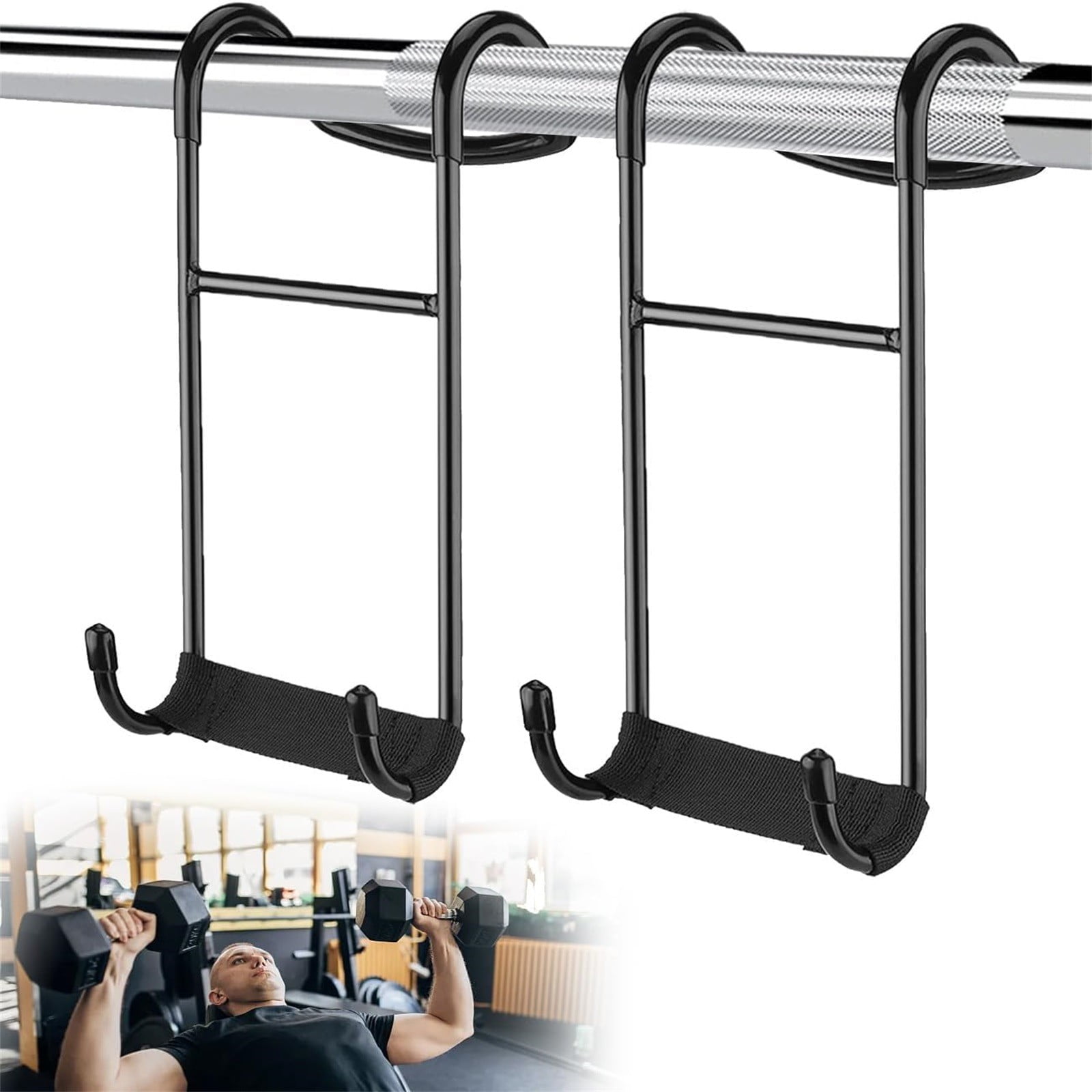 Dumbbell Spotter Hooks Hangers Heavy Power Rack Attachments 225LB Connector Hanging Dumbbells To Barbells Chest Workout Fitness Yoga