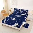 thumbnail image 2 of Manfei Dreamy Stars Queen Sheets,Galaxy Theme Queen Sheet Sets,Navy White,4pcs,1 Flat Sheet,1 Fitted Sheet and 2 Pillowcases, 2 of 6
