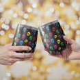 thumbnail image 2 of 12oz Stemless Wine Tumblers Black Colorful Skull Pattern Vacuum Insulated Stainless Steel Travel Tumbler Cups Mug with Lid and Straw for Champaign,Cocktail,Beer with Cleaning Brush, 2 of 5