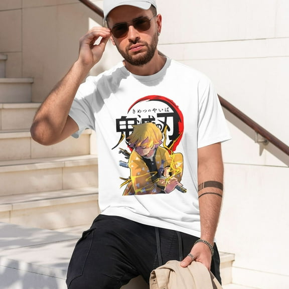 Demon Slayer Shirt Mens Shirts Anime Print T-Shirts Cosplay Shirts Fashion Casual Shirt -Small