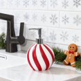 thumbnail image 5 of Dispensador de jabón en espiral navideño, rojo y blanco, adorno de encimera de resina pintado a mano for baño, comedor y uso hotelero, 5 of 5