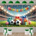 thumbnail image 3 of Soccer Theme Banner Football Design Soccer Birthday Backdrop Athlete Silhouette Golden Trophy Football Party Display for Birthday Party Soccer Party Kids' Birthday, 3 of 9