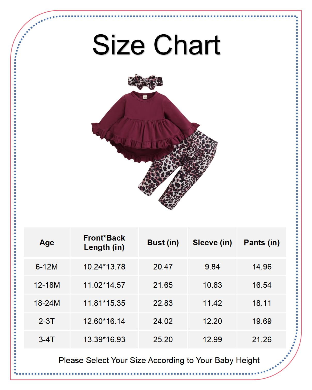 4T Baby Girl Clothes Baby Girl Outfits Long Sleeve Tops Leopard Pants Headband 3PCS Outfits 3-4T Baby Girl Fall Clothes