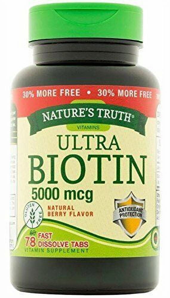 Nature's Truth Ultra Biotin 5,000 mcg Fast Dissolve Tabs Berry Flavor, 78 ea (Pack of 3)