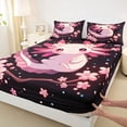 thumbnail image 3 of Homewish Cartoon Animal Axolotl Full Size Sheets,Sakura Cherry Blossom Bed Sheets,Pink Black Sheet Sets,For Teens,Microfiber Bedroom Decor,4pcs, 3 of 7