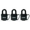 Master Lock 1804TRI 1-9/16" Black Weatherproof Padlocks 3 Count