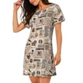 thumbnail image 2 of Easygdp Abstract Coffee Camisón de manga corta para mujer, informal, estampado, 2 of 6