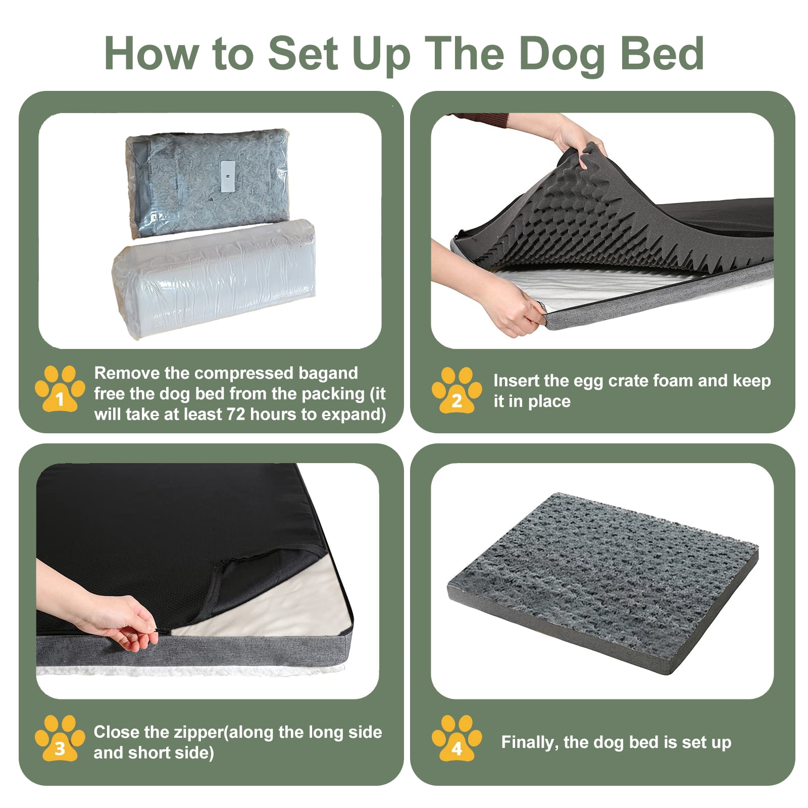 PayUSD Dog Beds for Medium Dogs Washable, Dog Crate Pads with Removable Cover & Faux Fur, Soft Plush Memory Foam Orthopedic Dogs Bed Mat, Suitable for Dogs Up to 35 lbs (Grey, 30"X20"X3")