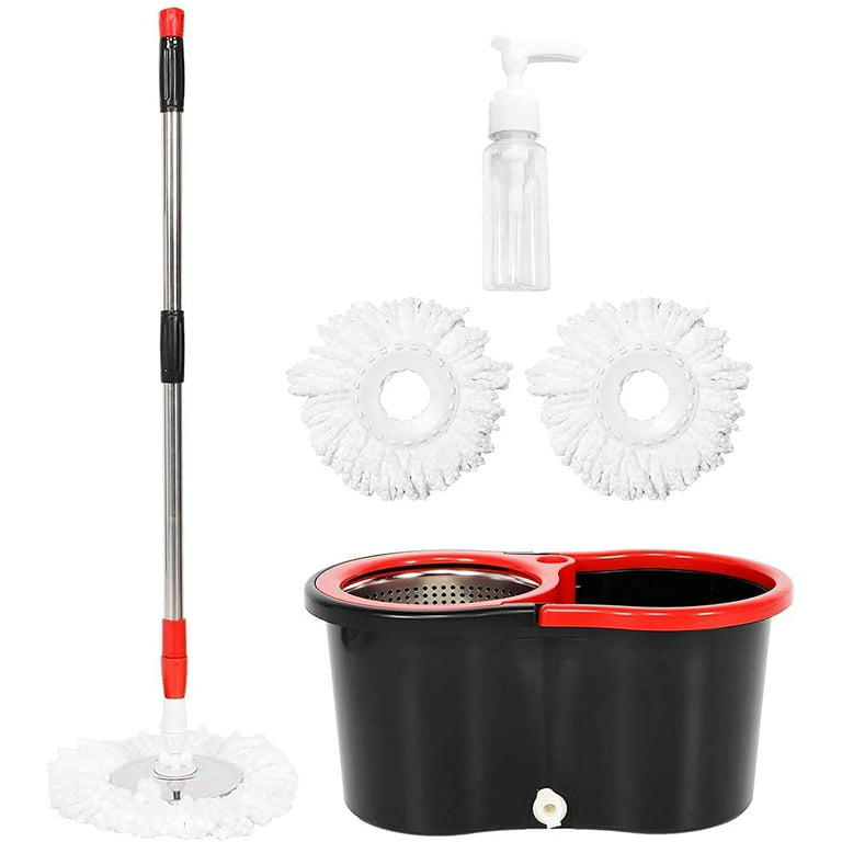 Mop and Bucket with Wringer Set Forart 360° Microfiber Spin Mop with Bucket and Three Mop Heads Self Wringing Spinning Mop Telescoping Handle Floor