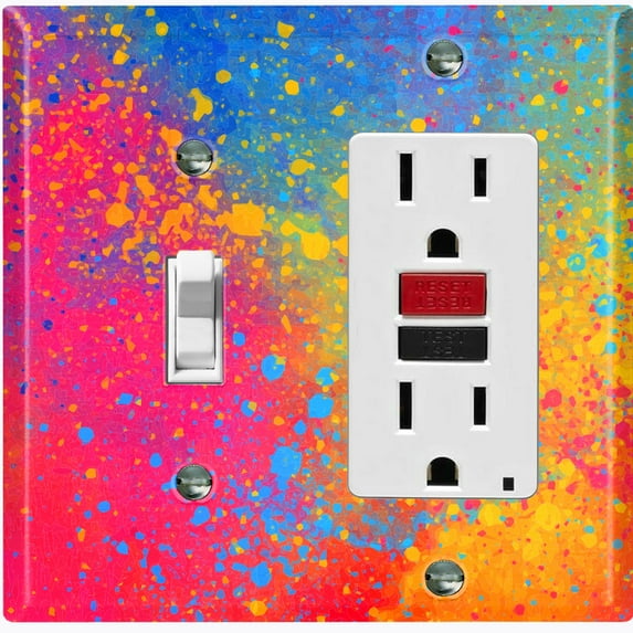 Metal Light Switch Plate Cover Colorful Paint Splash Art Wallpaper WAL024