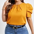 thumbnail image 5 of yillto Womens Plus Size Tops Dressy Casual Summer Chiffon Blouses Crew Neck Short Sleeve Pleated Shirts, 5 of 7