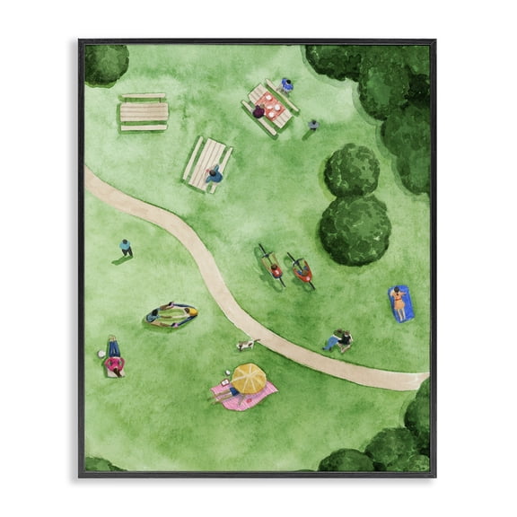 Stupell Industries Modern Kid's Summer Park Landscape Black Framed Giclee Art, 11 x 14, by Grace Popp