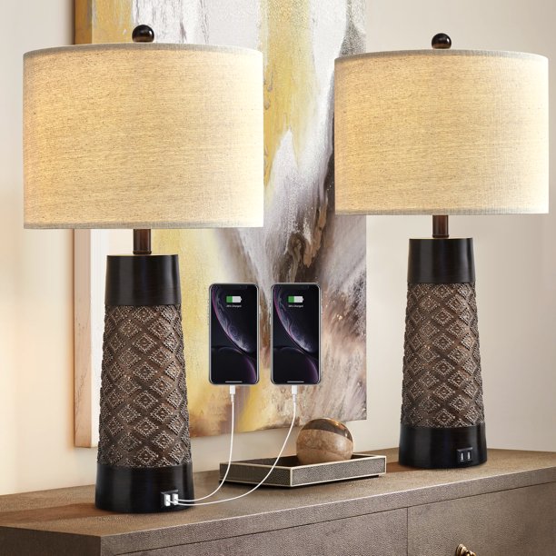 26'' Table Lamp Set of 2 for Living Room Desk Decor Lamps for Bedroom