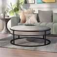 thumbnail image 4 of Pemberley Row Velvet Gray Ottoman Round 39.5" Unassembled, 4 of 7