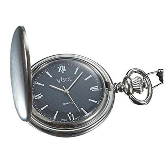 Visol VPW012 Benson Brushed Chrome Japanese Quartz Pocket Watch