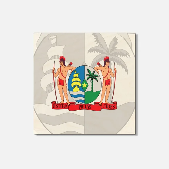 Suriname Coat Of Arms 4'' X 4'' Square Wooden Coaster