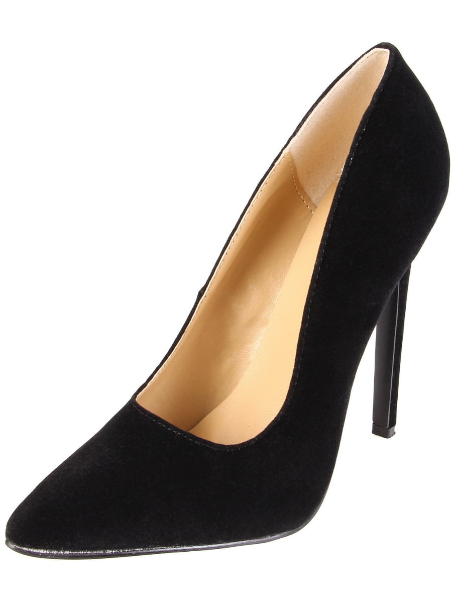 Women's Highest Heel Shoes 5 1/4" Heel Pump Black Kid Velvet