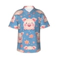 thumbnail image 1 of Balery Cute Pig Flowers Camisas hawaianas de manga corta para hombre, camisas playeras de corte holgado, camisas de vacaciones con botones,X-Large, 1 of 7