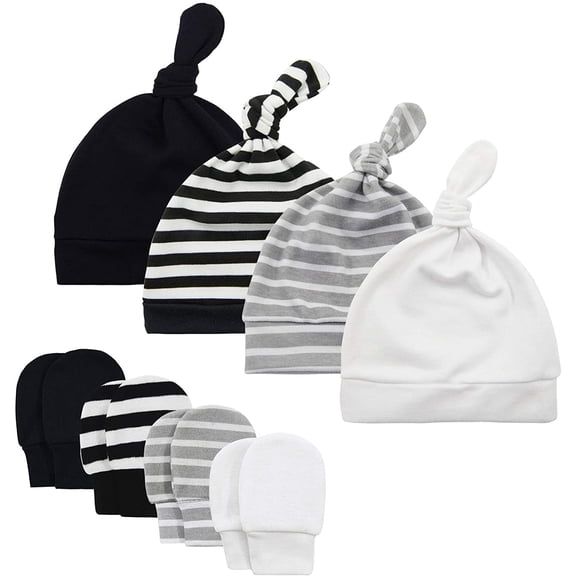 Zando Baby Hat Mittens Newborn Hats for Boys Baby Hats 0-6 Months Breathable Cotton Caps 4 Pack 2 0-6 Months
