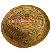 ENJOYW Women Summer Bohemia Style Straw Hats Foldable Striped Braided Rope Beach Sun HatStraw