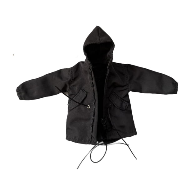 Gabardina a escala 1:12 para figuras de acción, chaqueta moderna para figuras de acción, Negro