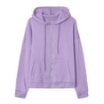 thumbnail image 5 of Qwertyu Womens Hoodies Full Zip Up Jackets with Pockets for Women Cotton Plain Hoodie Outwear Drawstring Hooded Sweatshirt Coat Purple M, 5 of 6
