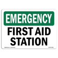 thumbnail image 1 of SignMission OS-EM-A-1218-L-10381 12 x 18 in. OSHA Emergency Sign - First Aid Station, 1 of 1