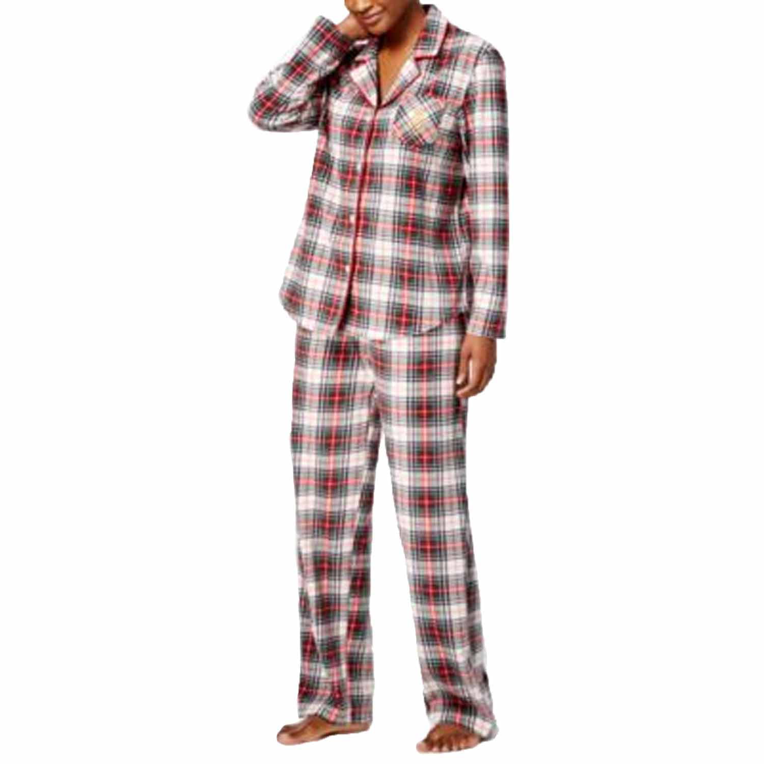 Lauren Ralph Lauren Women's Giftables Fleece Pajama Set (Cream Plaid,  X-Large)