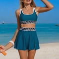 thumbnail image 4 of DISKEBUISS Womens High Waisted Bikini Bathing Suit Two Piece Tummy Control Swim Skirt Color Block Skirted Swimsuit for Summer, 4 of 5