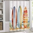 thumbnail image 3 of Shower Curtains for Bathroom-72"x72",Summer Watercolor Surfboard Waterproof Bath Curtain Grommet Shower Curtain Set with Hooks,Seagull Beach Ocean Theme Washable Bath Accessories, 3 of 7