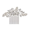 thumbnail image 1 of Nvzi Horquillas para el pelo de boda con flores para novias, peinetas con perlas de cristal, pinzas para el pelo, accesorios para el pelo de boda dorados, joyas plateadas, 1 of 4