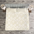 thumbnail image 3 of Ambesonne Ivory Quilted Bedspread Set 3 Pcs, Rococo Style Oriental, King Size, Cream Tan, 3 of 3
