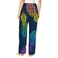 thumbnail image 3 of Bingfone Pajamas For Women,Abstract Bright Pineapple Fruit Retro Pajama Pants With Pockets-Large, 3 of 9
