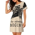 thumbnail image 2 of Balery Let The Adventure Begin Camisón de manga corta con cuello redondo para mujer, cómodo y elegante., 2 of 6