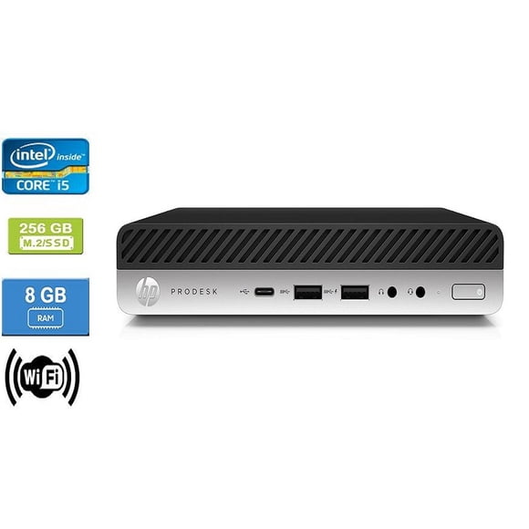 Refurbished: HP 600 G4 MINI Intel Core i5-8500T 2.10 GHz, 8GB, M.2/256GB SSD, Win 10 Pro