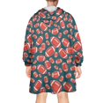 thumbnail image 2 of Wearable Blanket Hoodie,Football Icon Darkgreen Pattern Oversized Sherpa Blanket Hoodie with Super Pockets,Super Warm Fuzzy Pullover for Women & Men, 2 of 6