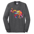 thumbnail image 2 of Wild Bobby, Colorful Walking Good Luck Elephant Animal Lover Mens Long Sleeve Shirt, Heather Black, 2XL, 2 of 3