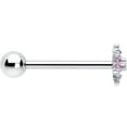 thumbnail image 4 of Body Candy Pink CZ Gem Snowflake Glam Barbell Tongue Ring Stainless Steel for Women, 4 of 5