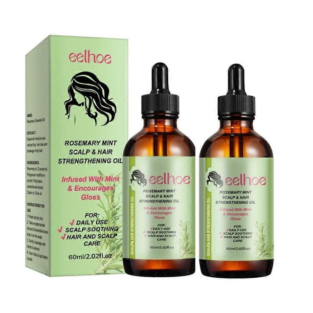2pcs Organics Rosemary Mint Scalp & Hair Growth Strength Oil - 2.02oz / 60ml