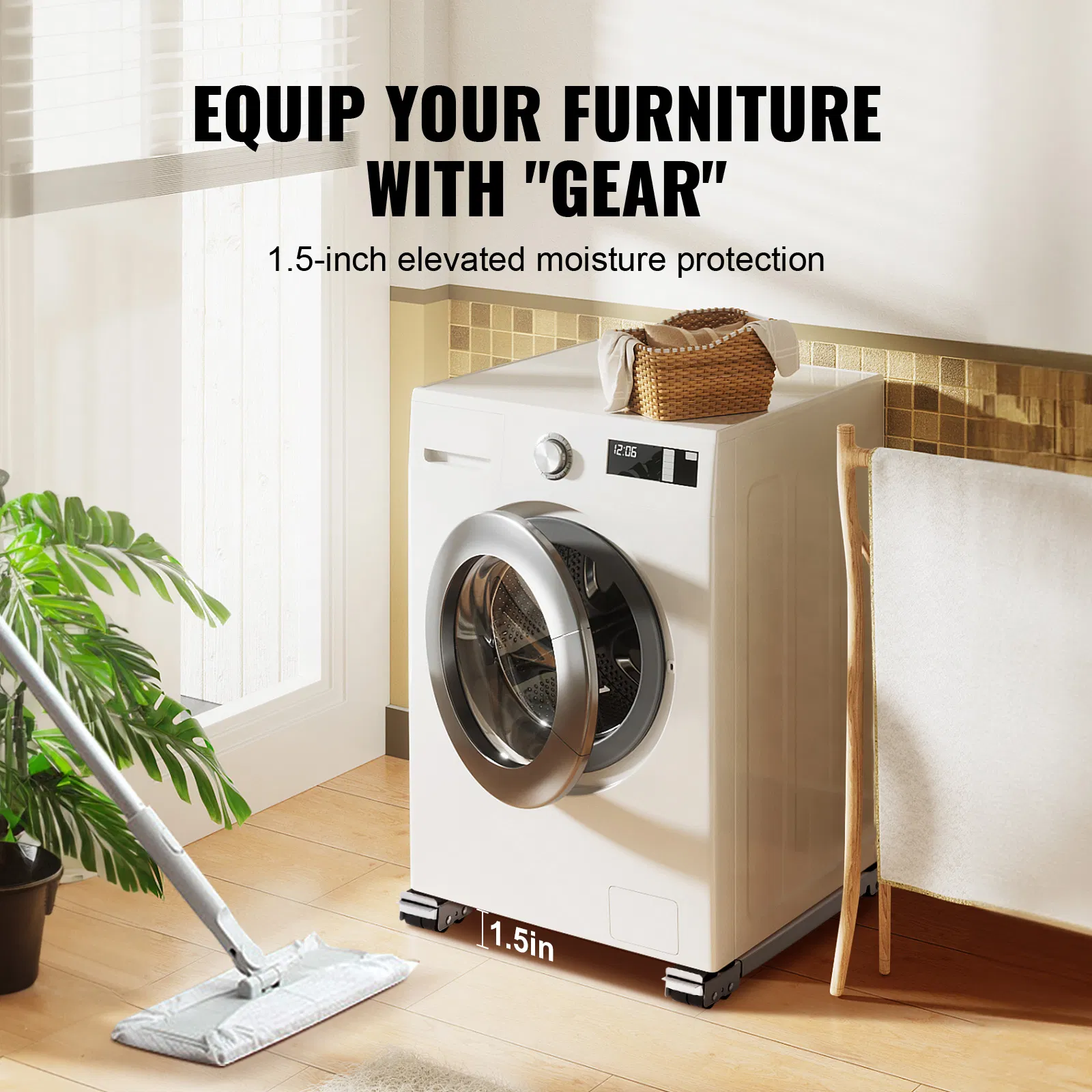Heavy-Duty Extendable Appliance Rollers for Easy Moving of Washers,Refrigerators,and Dryers-660 lbs Load Capacity Mobile Furniture Dolly in White