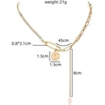 thumbnail image 3 of Charm Necklace for Women Gold Chunky Heart Safety Pin Necklace Pearl Necklace Coin Ball Chain CZ Paper Clip Chain Choker Necklace, 3 of 12