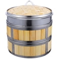 thumbnail image 1 of 1 Set Bamboo Steamer For Cooking Vegetables And Buns Multi Layer, 1 of 9