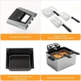 thumbnail image 2 of 1800W Electric Deep Fryer, 5 Liters Large Tank Stainless Steel Deep Fryer, Immersion Element Deep Fryer with 3 Frying Baskets, Electric Oil Fryer for Kitchen, Temperature Control, View Window Lid, 2 of 5